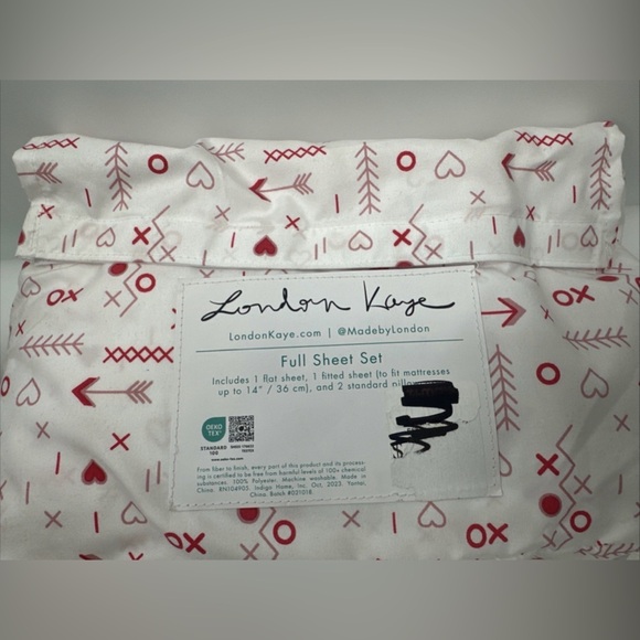 NEW London Kaye Valentine Hearts Arrows XOXO Super Soft Sheet Set Full -NWT - Picture 2 of 2